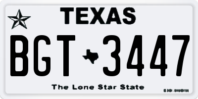 TX license plate BGT3447