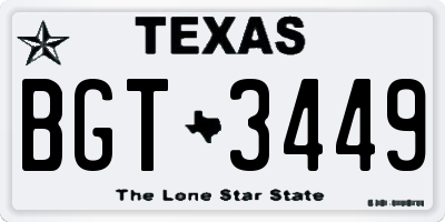 TX license plate BGT3449