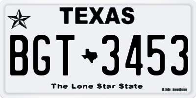 TX license plate BGT3453