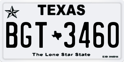 TX license plate BGT3460