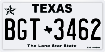 TX license plate BGT3462