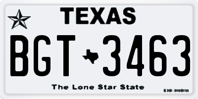 TX license plate BGT3463