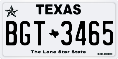 TX license plate BGT3465