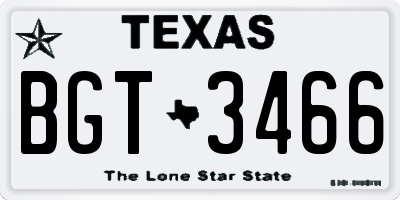 TX license plate BGT3466