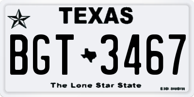 TX license plate BGT3467