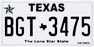 TX license plate BGT3475