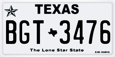 TX license plate BGT3476
