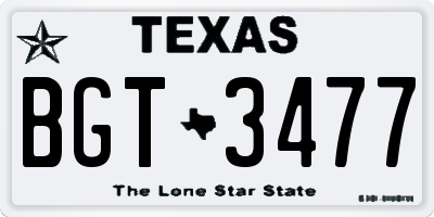 TX license plate BGT3477