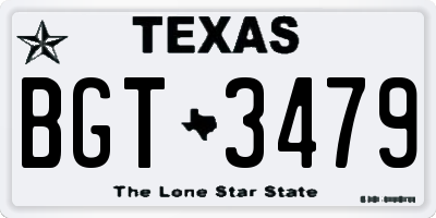 TX license plate BGT3479