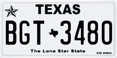 TX license plate BGT3480