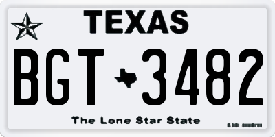 TX license plate BGT3482