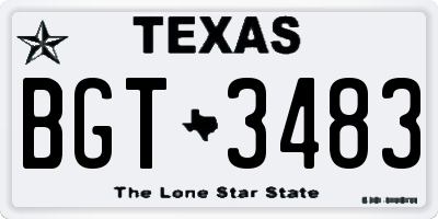 TX license plate BGT3483