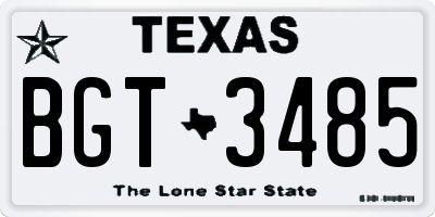 TX license plate BGT3485