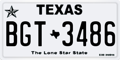 TX license plate BGT3486