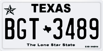 TX license plate BGT3489