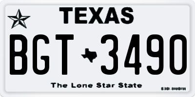 TX license plate BGT3490