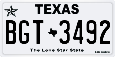 TX license plate BGT3492