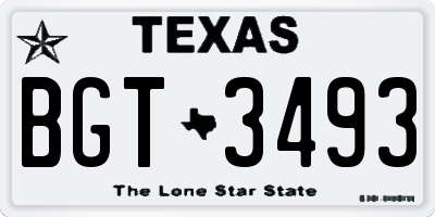 TX license plate BGT3493