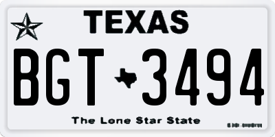 TX license plate BGT3494