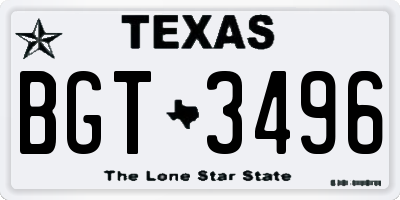 TX license plate BGT3496