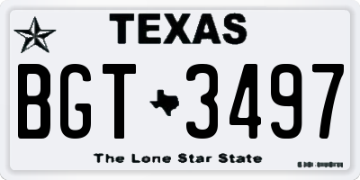 TX license plate BGT3497