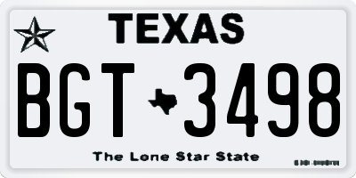 TX license plate BGT3498