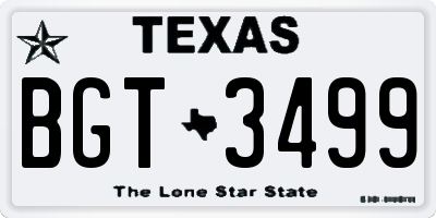 TX license plate BGT3499