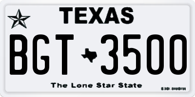TX license plate BGT3500