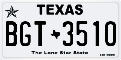 TX license plate BGT3510