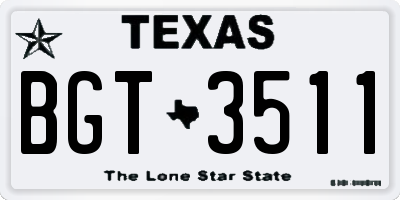 TX license plate BGT3511