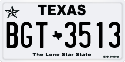 TX license plate BGT3513