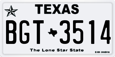TX license plate BGT3514