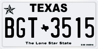 TX license plate BGT3515