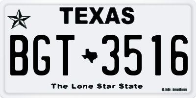 TX license plate BGT3516