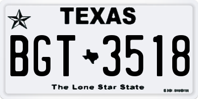 TX license plate BGT3518