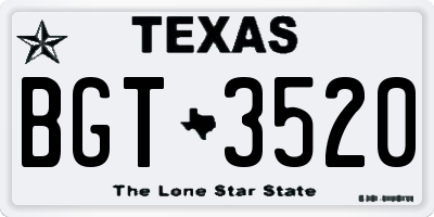 TX license plate BGT3520