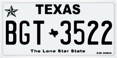 TX license plate BGT3522