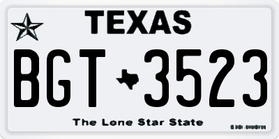 TX license plate BGT3523