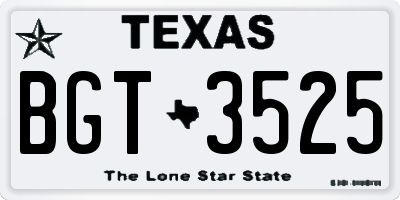 TX license plate BGT3525