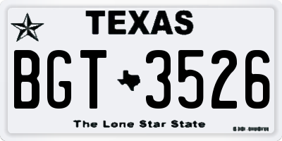TX license plate BGT3526