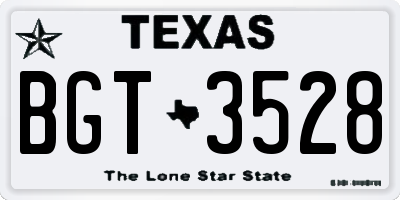 TX license plate BGT3528