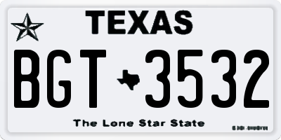TX license plate BGT3532