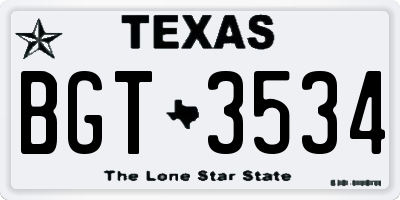 TX license plate BGT3534