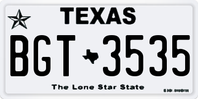 TX license plate BGT3535
