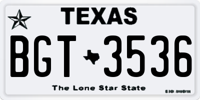 TX license plate BGT3536
