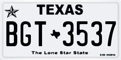 TX license plate BGT3537