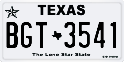 TX license plate BGT3541
