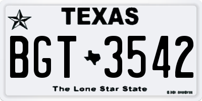 TX license plate BGT3542
