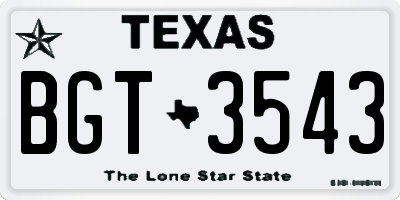 TX license plate BGT3543