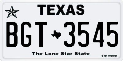 TX license plate BGT3545